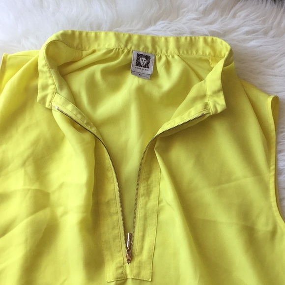 Neon Yellow Zipper Down Blouse - Picture 5 of 5